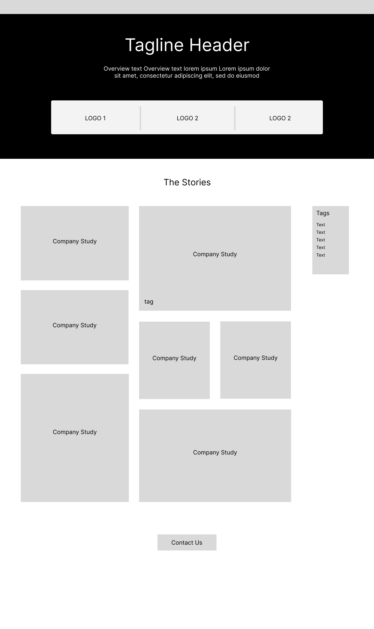 Programs page wireframe